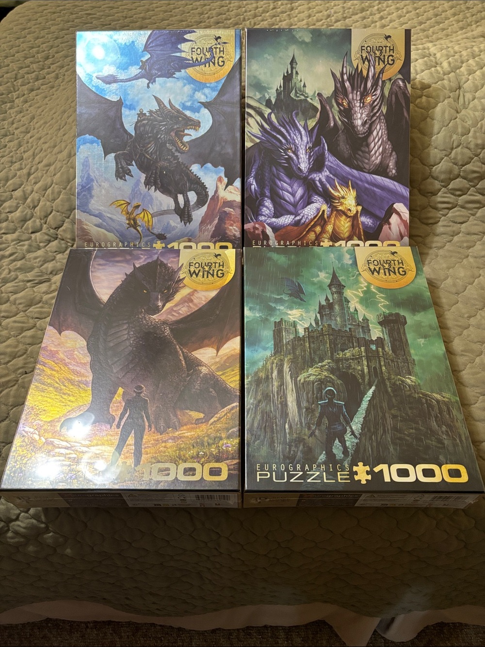SEALED SET OF 4 Fourth Wing Eurographics Dragon 1000pc Puzzle Set